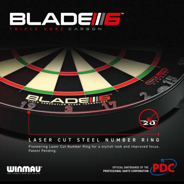 Winmau Blade 6 Triple Core Carbon - Offizielles Dartboard der PDC