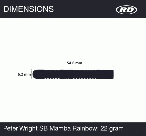 RED DRAGON Peter Wright Snakebite Rainbow Mamba - 22g - 90% T